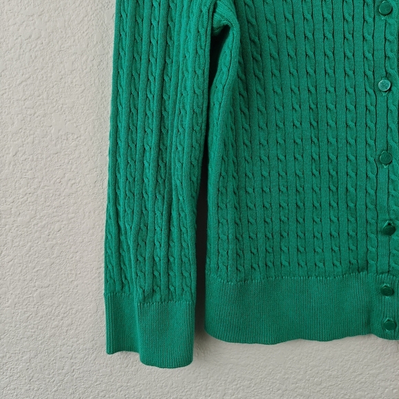 Lilly Pulitzer Cable Knit Kelly Green Palm Tree Button Down Cardigan Woman's S - Picture 9 of 14